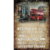 London Piccadilly Circus Extra Large Nostalgic Buses Metal Wall Art