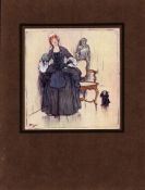 Cecil Aldin Tipped in Colour Antique Engraving The Perverse Widow-1.