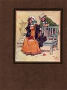 Cecil Aldin Tipped in Colour Antique Engraving The Batchelors-3.