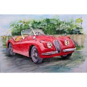 Jaguar XK 120 1950s Large Metal Wall Art