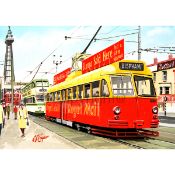 Blackpool Tram Special Royal Mail Livery Extra Large Steam Train Metal Wall Art