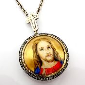 An exquisite necklace detailed with micro-art, brilliant diamonds and gold on silver