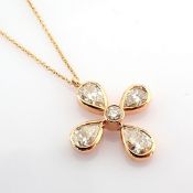 18K Rose gold cross necklace detailed with brilliant diamonds