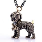 Our loyal pawed friends! Necklace detailed with brilliant diamonds and gold on silver