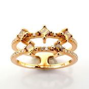 18K rose gold ring detailed with white brilliant and brown diamonds