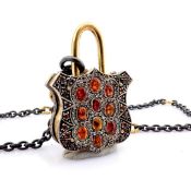 Convertible clasp necklace embellished with gold, colourful stones and diamonds on silver