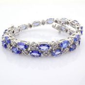 14K white gold bracelet detailed with brilliant diamonds and tanzanite