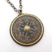 An exquisite necklace detailed with micro-mosaic, brilliant diamonds and gold on silver