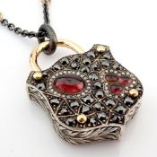 Convertible clasp necklace embellished with gold, colourful stones, and diamonds on silver