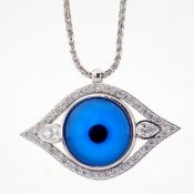 An evil eye necklace detailed with brilliant diamonds