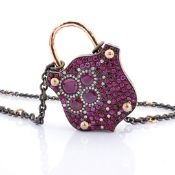 Convertible clasp necklace embellished with gold, colourful stones, and diamonds on silver