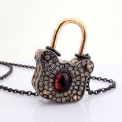 Convertible clasp necklace embellished with gold, colourful stones and diamonds on silver