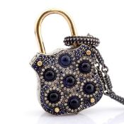 Convertible clasp necklace embellished with gold, colourful stones, and diamonds on silver