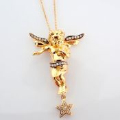 18K rose gold angel necklace detailed with brilliant diamonds