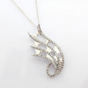 18K White gold necklace intricately detailed with brilliant diamonds