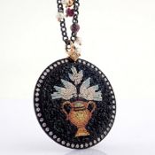 An exquisite necklace detailed with micro-mosaic and brilliant diamonds