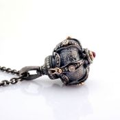 Crown necklace/small storage box, intricately detailed with brilliant diamonds and gold on silver