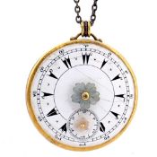 An exquisite necklace made of gold and silver, featuring an antique watch dial adorned with diamond.