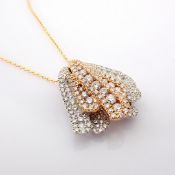 18K white and rose gold necklace detailed with brilliant diamonds