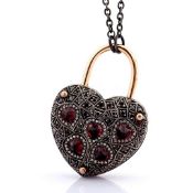 Convertible clasp necklace embellished with gold, colourful stones, and diamonds on silver