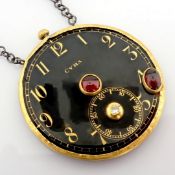 Necklace made of gold and silver, featuring an antique watch dial with precious stones and Diamond..