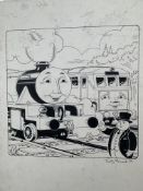 Thomas The Tank Engine & Friends Original Artwork, Signed By Timothy Marwood Full Page Gordon Fat