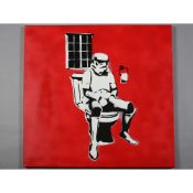 Teves (b1982) ‘Stormpooper’, Red, Subversive Graffiti Spray Paint Stencil On Canvas, Signed, 2008