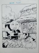 Thomas The Tank Engine & Friends Original Artwork, Signed By Timothy Marwood Full Page Family