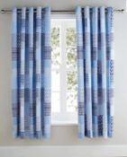Emma Barclay Vintage Floral Eyelet Curtains Blue 168 x 183 cms