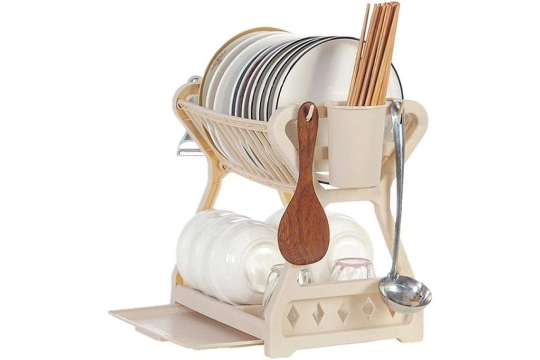 Multifunction Tableware Storage Racks - Khaki RRP £32.99 L31b