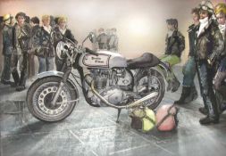 Dresda Norton Triumph Triton Classic Motorbike Metal Wall Art