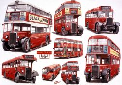 London Buses Pre-War C26 To The Modern Titan Montage Metal Wall Art