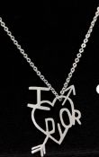 Dior White Gold Plated 'I Heart Dior’ Pendant