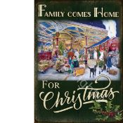Coming Home For Christmas Vintage Railway Station Platform Scene Metal