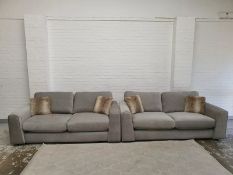Grey/Beige Fabric 3+3 Seater Sofas
