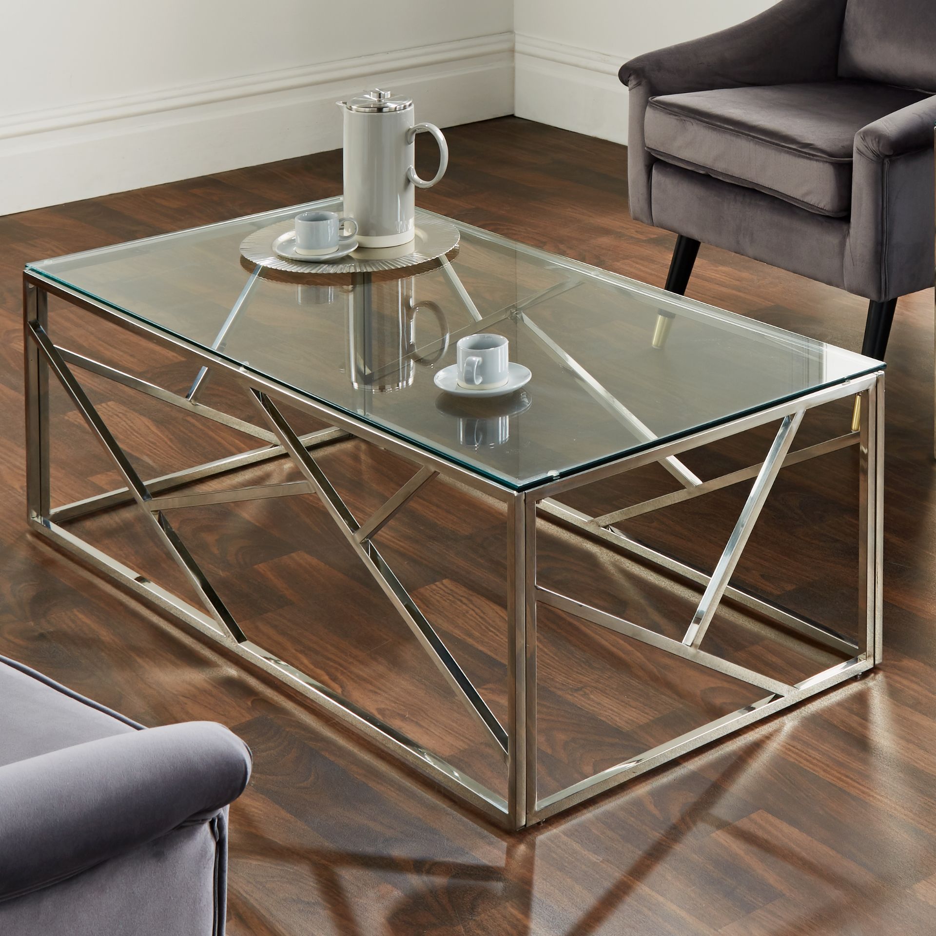 Geometric Silver Coffee Table RRP - £440 - Image 2 of 4