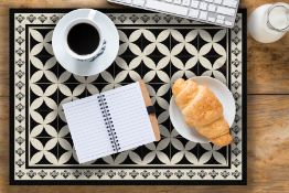 Hydra Black Vinyl Table Mat 33x45cm (Set of 4) RRP - £44