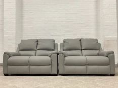 Parker Knoll Albany Grey Leather 2+2 Seater Sofas RRP £4126