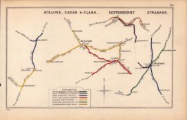 Athlone Cavan Letterkenny Strabane Ireland Antique Junctions Railway Diagram-113.