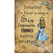 Alice In Wonderland Six Impossible Things Designed Quote Large Metal Wall Art