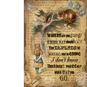 Alice In Wonderland The Cheshire Cat Designed Quote Large Metal Wall Art