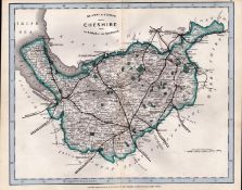 Cheshire Cruchley Scarce Antique Railways & Stations Coloured Map.