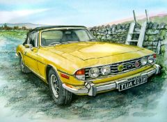 1970's Classic Yellow Triumph Stag Nostalgic Large Metal Wall Art