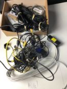 Box of Cables, Power Supplies Etc