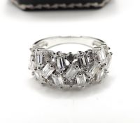 Sterling Silver Simulated Diamond Ring New With Gift Pouch