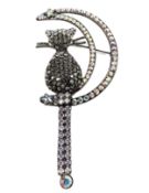Butler & Wilson Cat On The Moon Brooch Large 9cm Tall B&W Gift Box