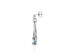 9ct White Gold Diamond and Blue Topaz Earrings