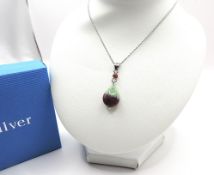 Sterling Silver Ruby Zoisite Pendant Necklace New With Gift Box