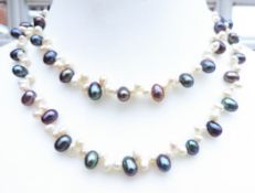 18 inch 2 Strand Cultured Pearl Necklace Silver Clasp New With Gift Box
