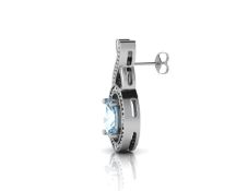 9ct White Gold Diamond and Blue Topaz Earrings